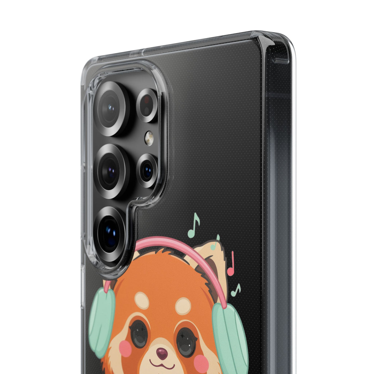 Red Panda Phone Case, Kawaii Music Lover Clear Case