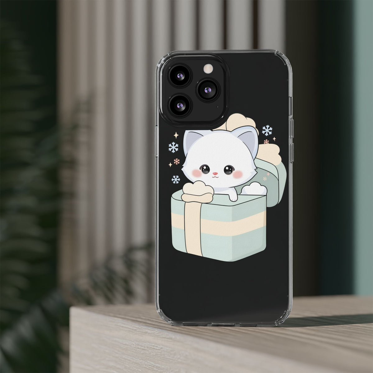 Kawaii Arctic Fox Clear Impact-Resistant Phone Case