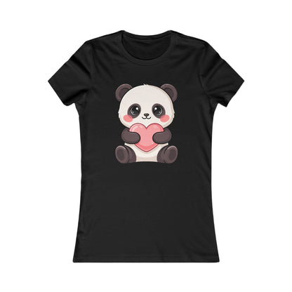 Kawaii Panda Heart Women's Tee – Cute Chibi Animal Shirt