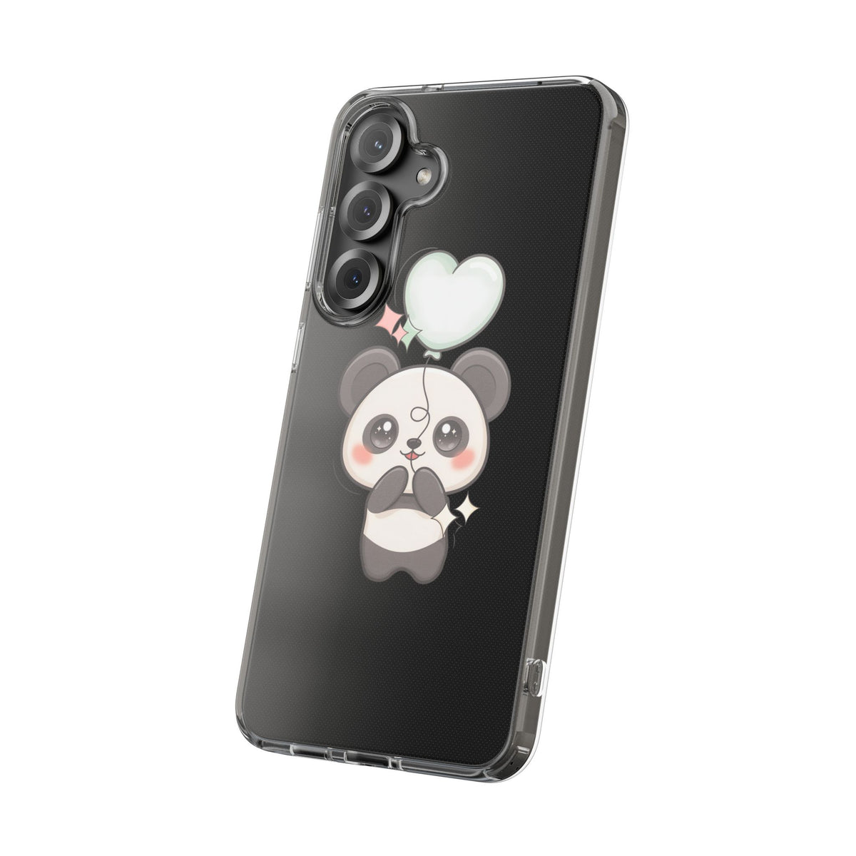 Kawaii Panda Clear Phone Case with Balloon