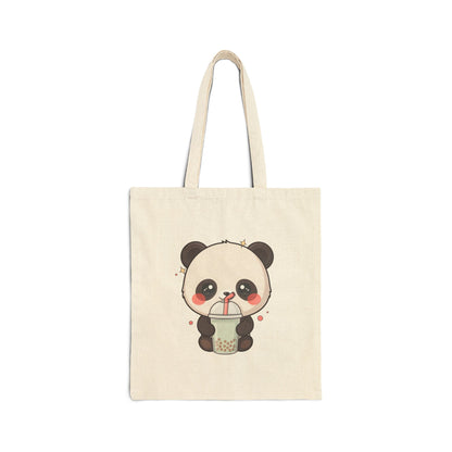 Kawaii Panda Tote Bag for Bubble Tea Lovers