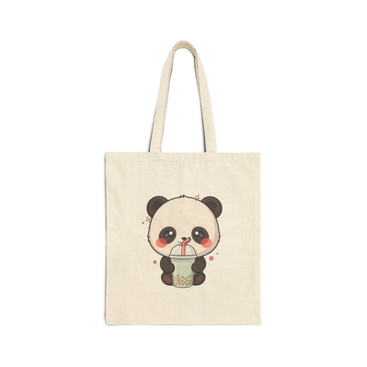 Kawaii Panda Tote Bag for Bubble Tea Lovers