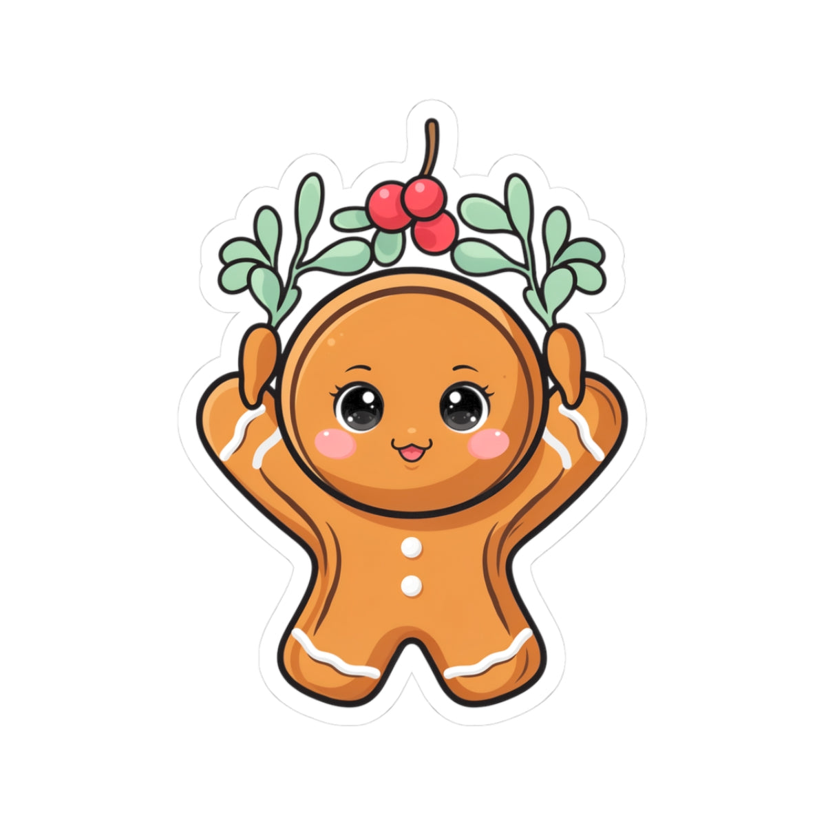 Kawaii Gingerbread Sticker for Cozy Christmas Cheer