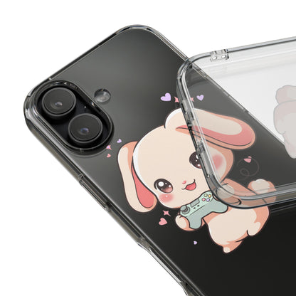 Kawaii Bunny Gamer Clear Impact-Resistant Phone Case