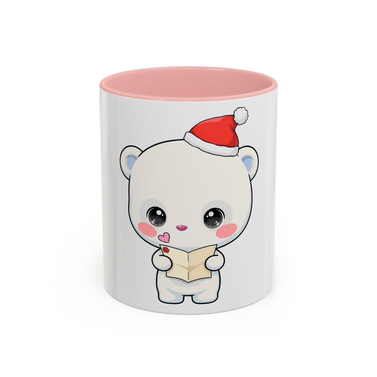 Kawaii Polar Bear Christmas Mug – Santa Letter Accent Mug