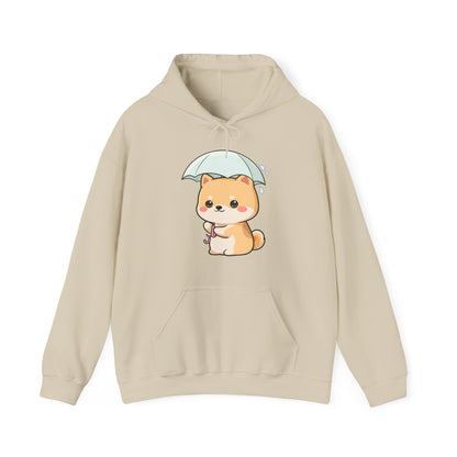 Kawaii Shiba Inu Hoodie, Cute Umbrella Dog Sweatshirt