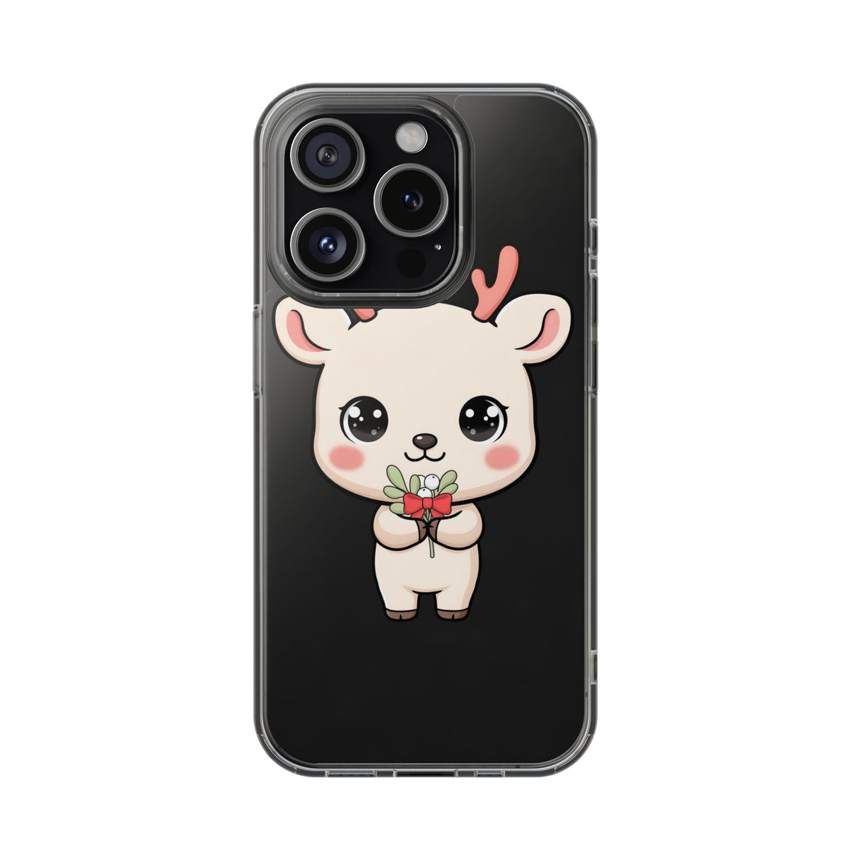 Kawaii Christmas Reindeer Clear Phone Case Gift