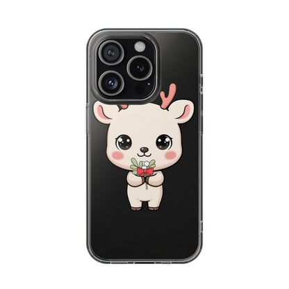 Kawaii Christmas Reindeer Clear Phone Case Gift