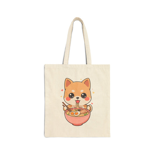 Kawaii Shiba Inu Ramen Tote Bag for Cute Food Lovers