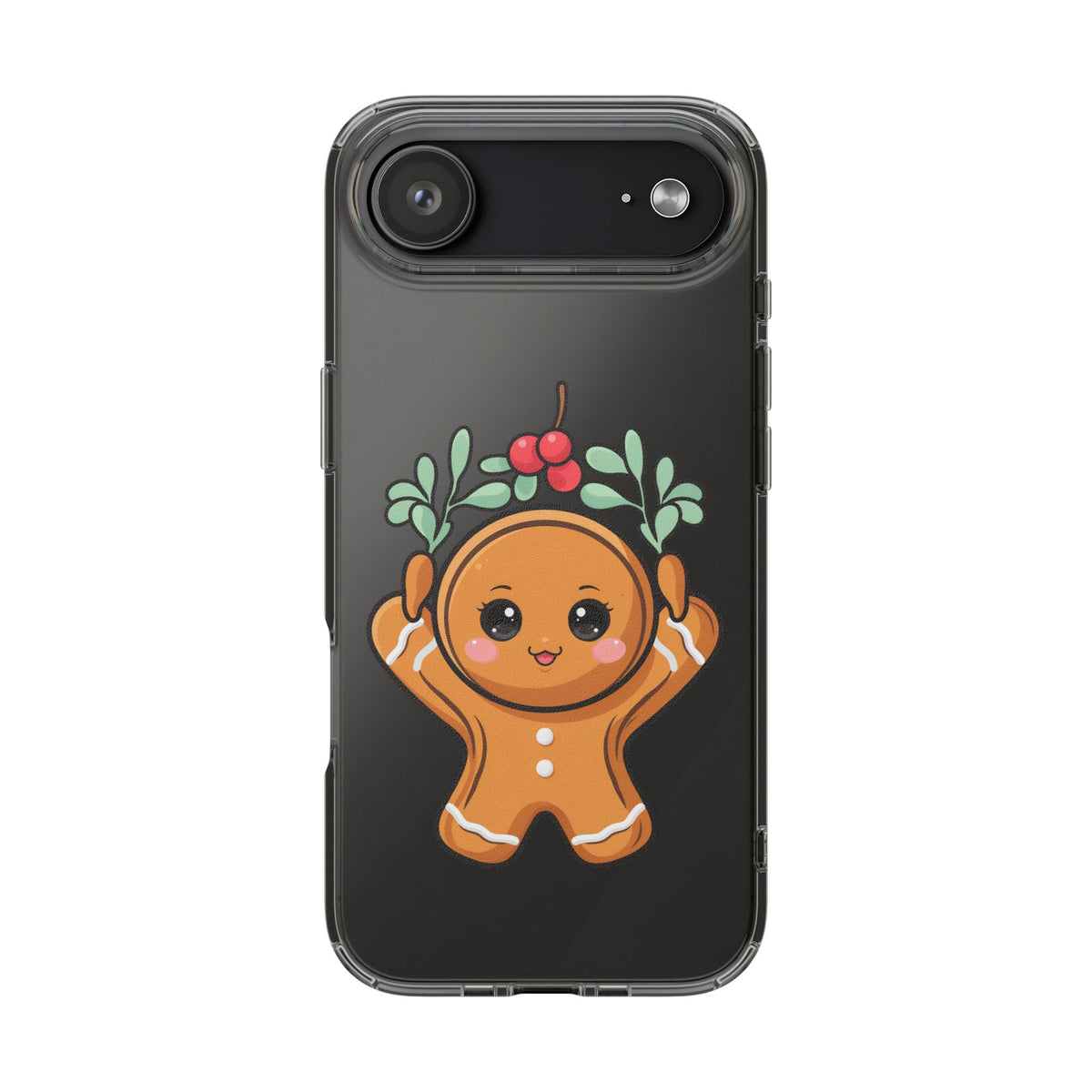 Kawaii Gingerbread Phone Case with Mistletoe Cheer