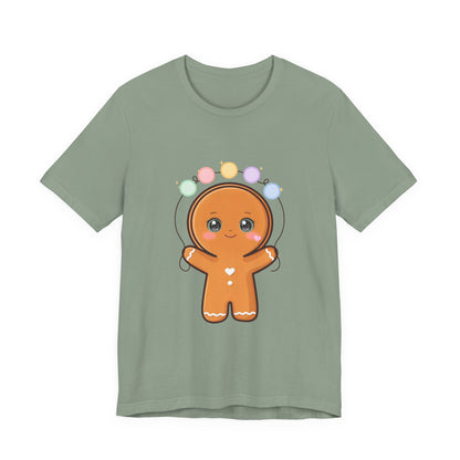 Kawaii Gingerbread Man Christmas T-Shirt, Cute Holiday Tee