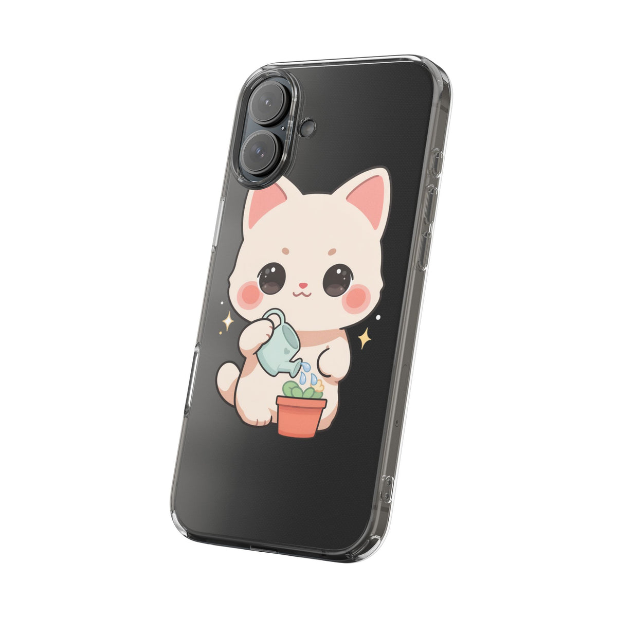 Kawaii Cat Phone Case, Cute Plant Lover Gift
