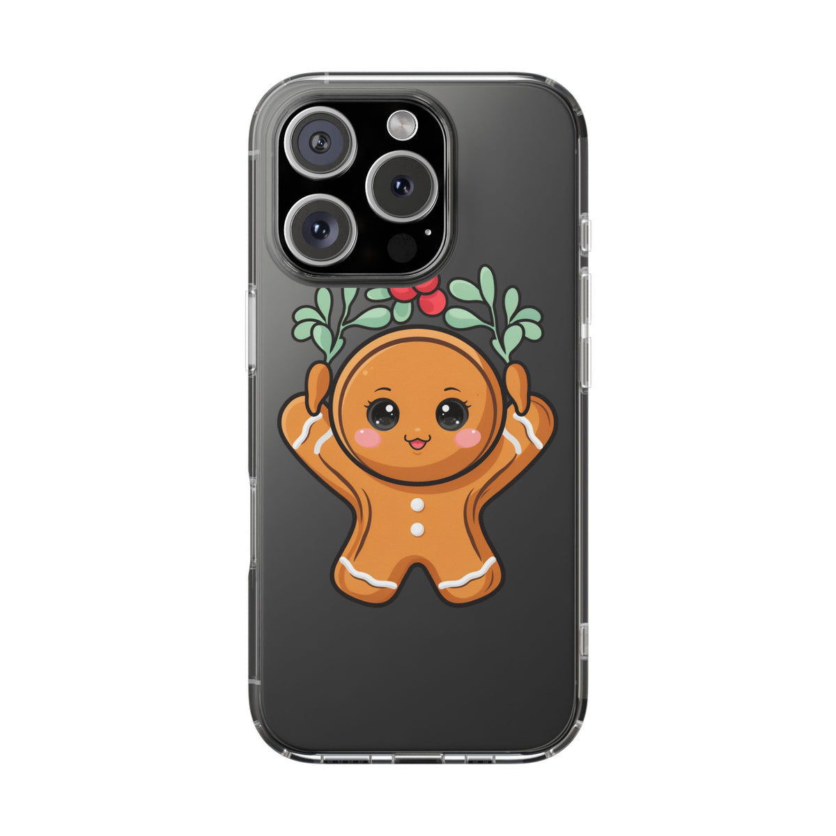 Kawaii Gingerbread Phone Case with Mistletoe Cheer