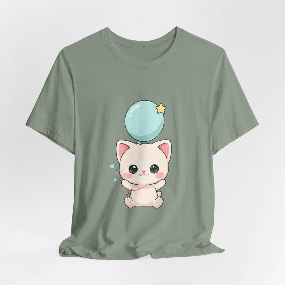 Kawaii Cat Balloon T-Shirt, Cute Chibi Kitty Tee