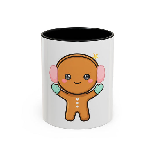 Kawaii Gingerbread Mug with Colorful Accent Interior