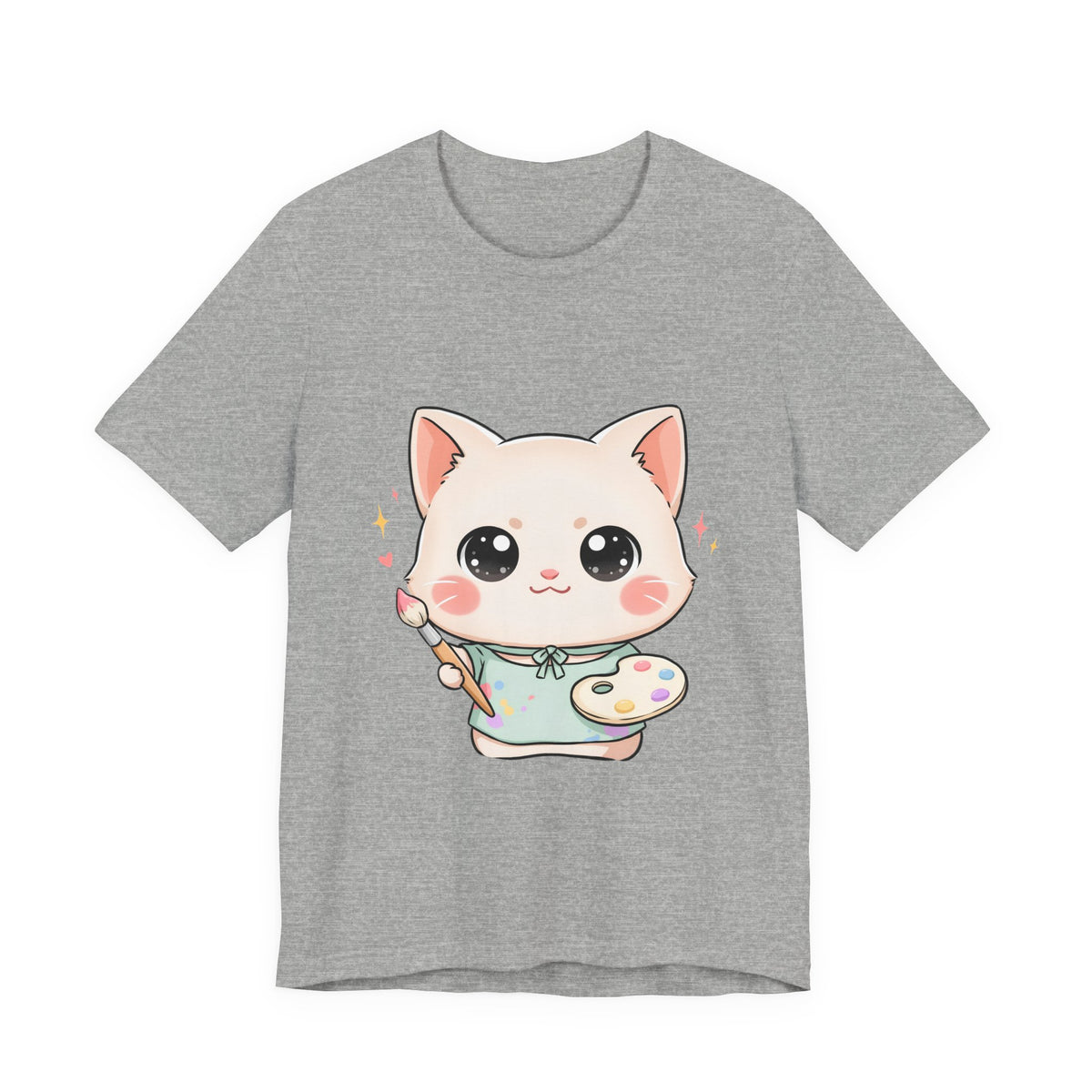 Kawaii Cat Artist T-Shirt for Creative Cat Lovers