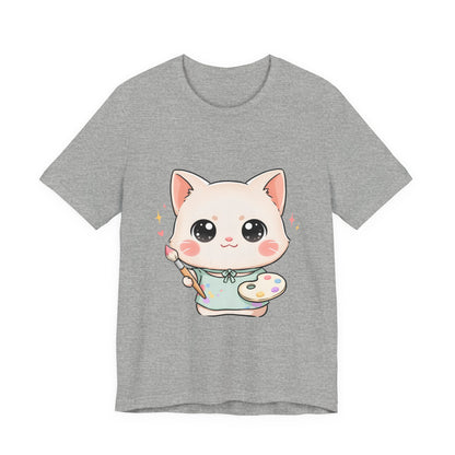 Kawaii Cat Artist T-Shirt for Creative Cat Lovers