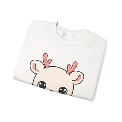 Kawaii Reindeer Sweatshirt, Cute Christmas Crewneck