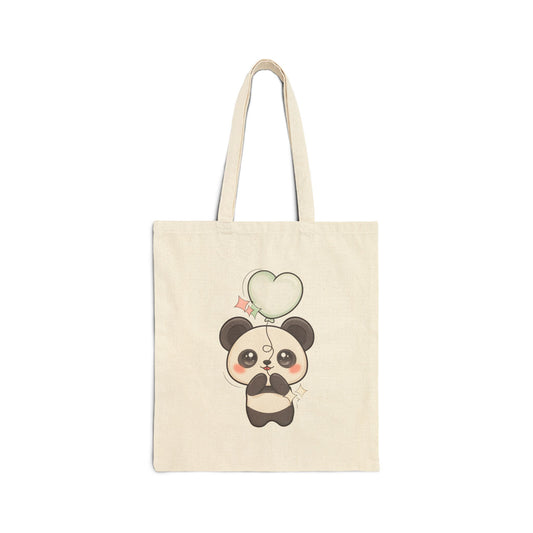 Kawaii Panda Tote Bag with Floating Balloon