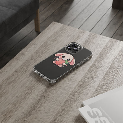Kawaii Bunny Strawberry Phone Case, Clear Impact-Resistant
