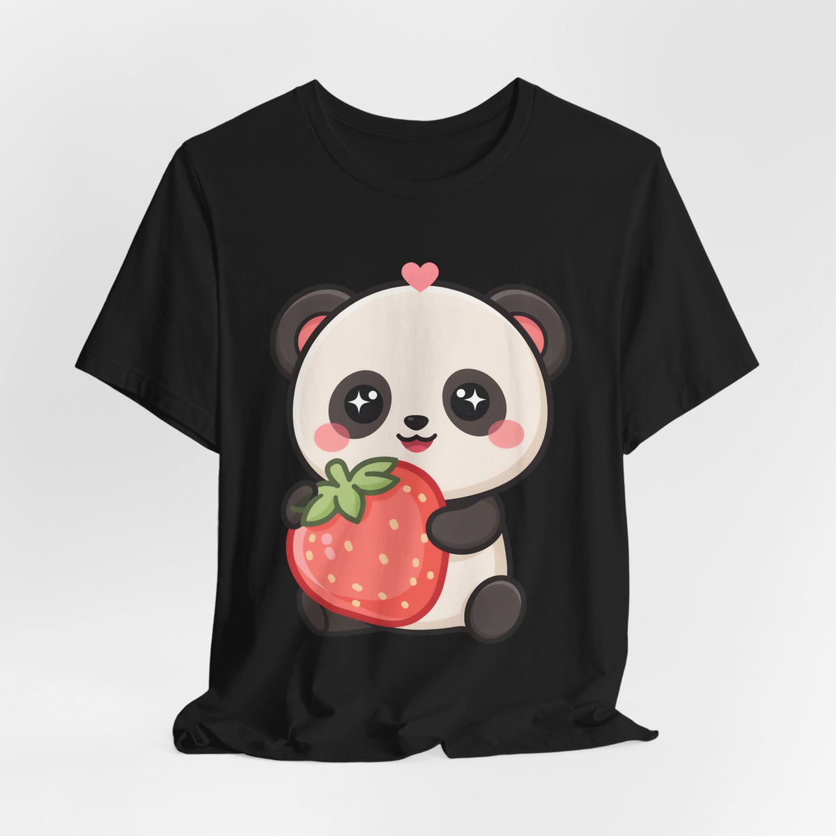 Kawaii Panda Strawberry T-Shirt – Sweet Chibi Animal Tee