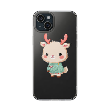 Kawaii Reindeer Clear Impact-Resistant Phone Case