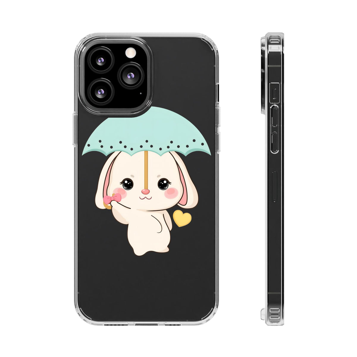 Kawaii Bunny Phone Case with Umbrella | Cute Clear Case