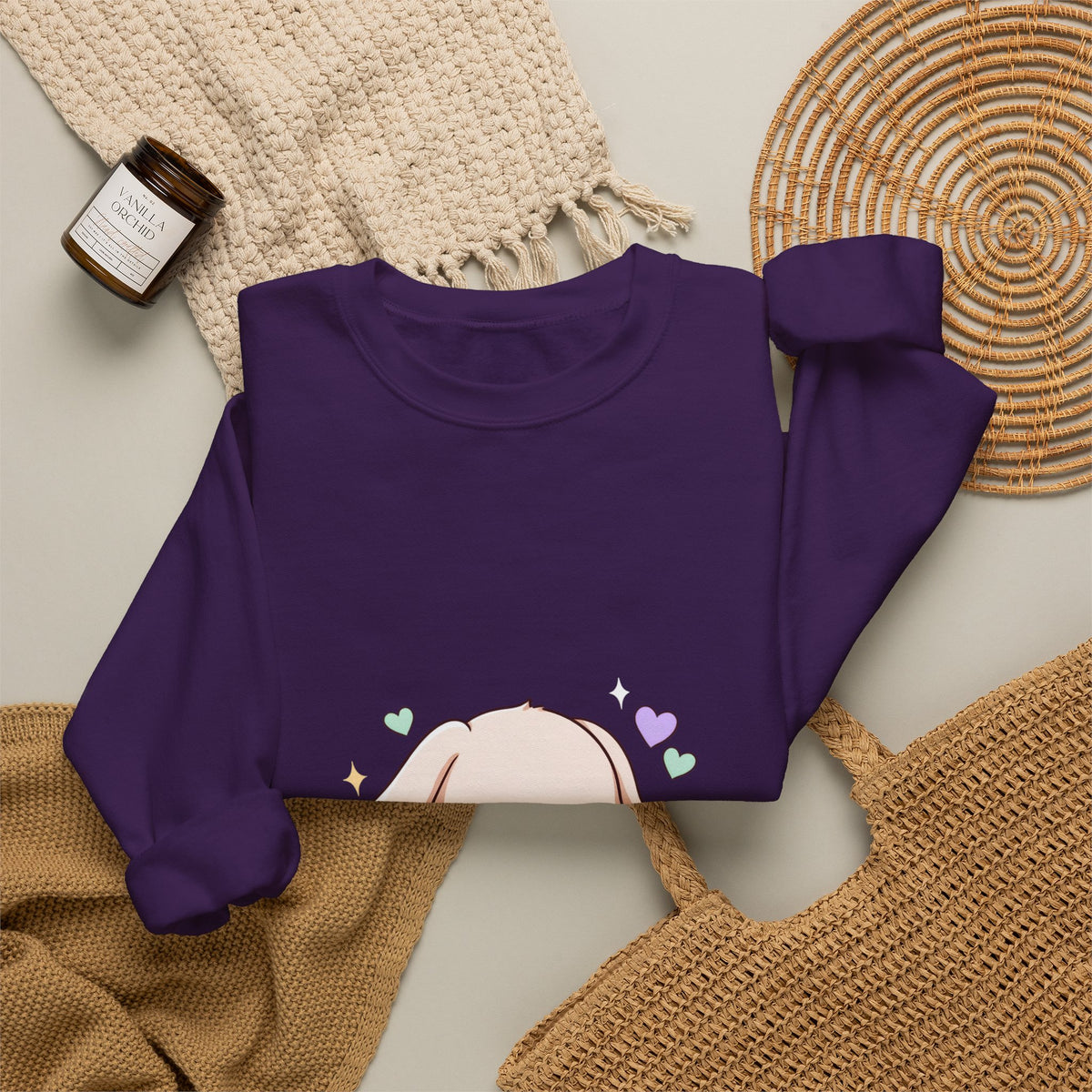 Kawaii Bunny Sweatshirt, Sleeping Cloud Chibi Crewneck