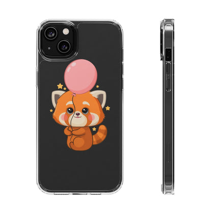 Kawaii Red Panda Clear Impact-Resistant Case with Balloon