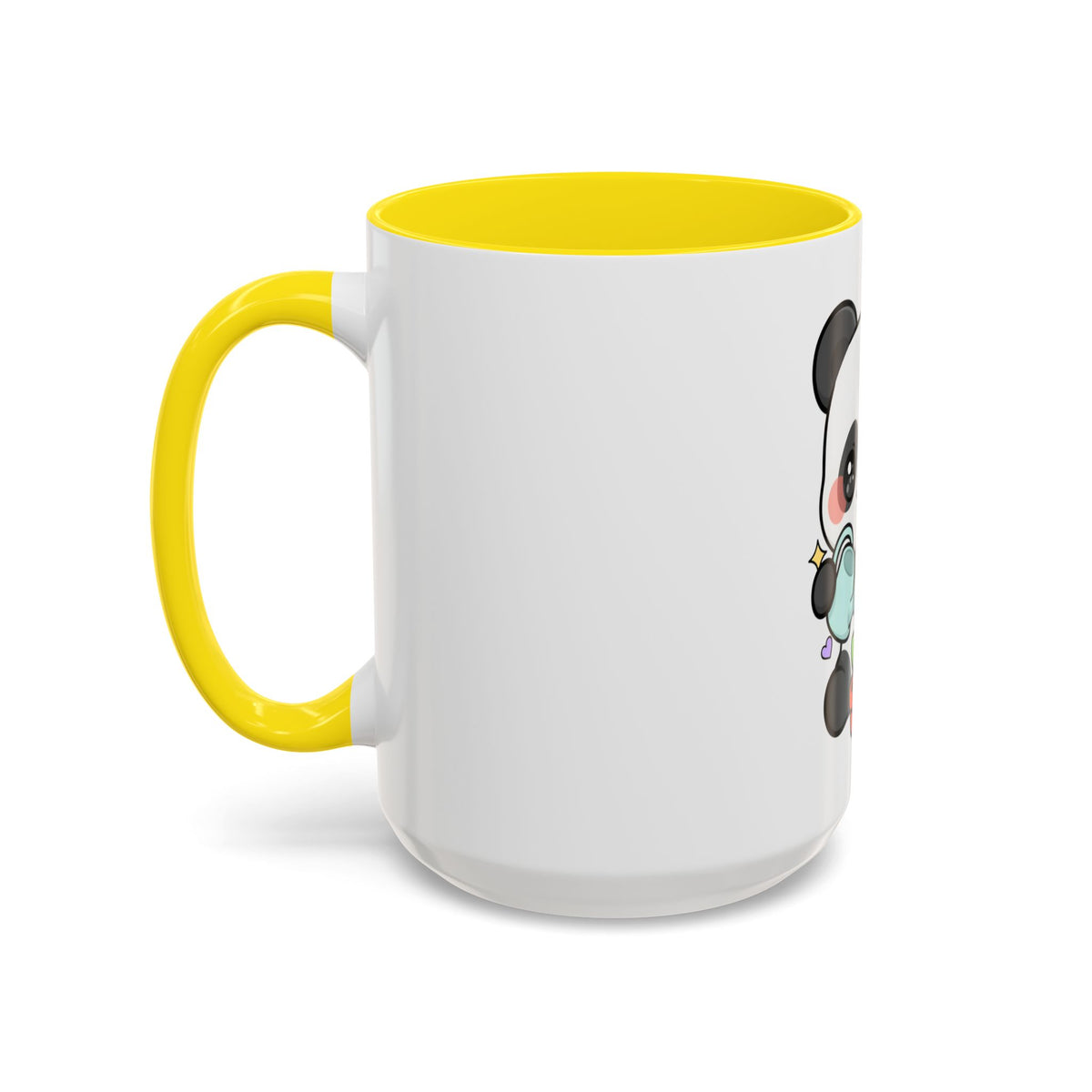 Kawaii Panda Accent Coffee Mug, Cute Plant Lover Gift