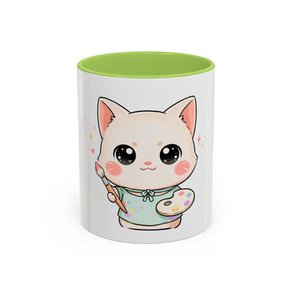 Kawaii Cat Artist Accent Coffee Mug