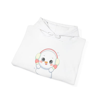 Kawaii Snowman Hoodie, Cute Winter Gift Sweatshirt