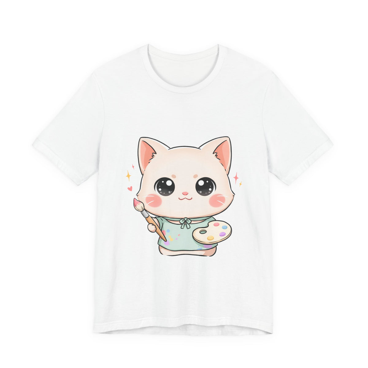 Kawaii Cat Artist T-Shirt for Creative Cat Lovers