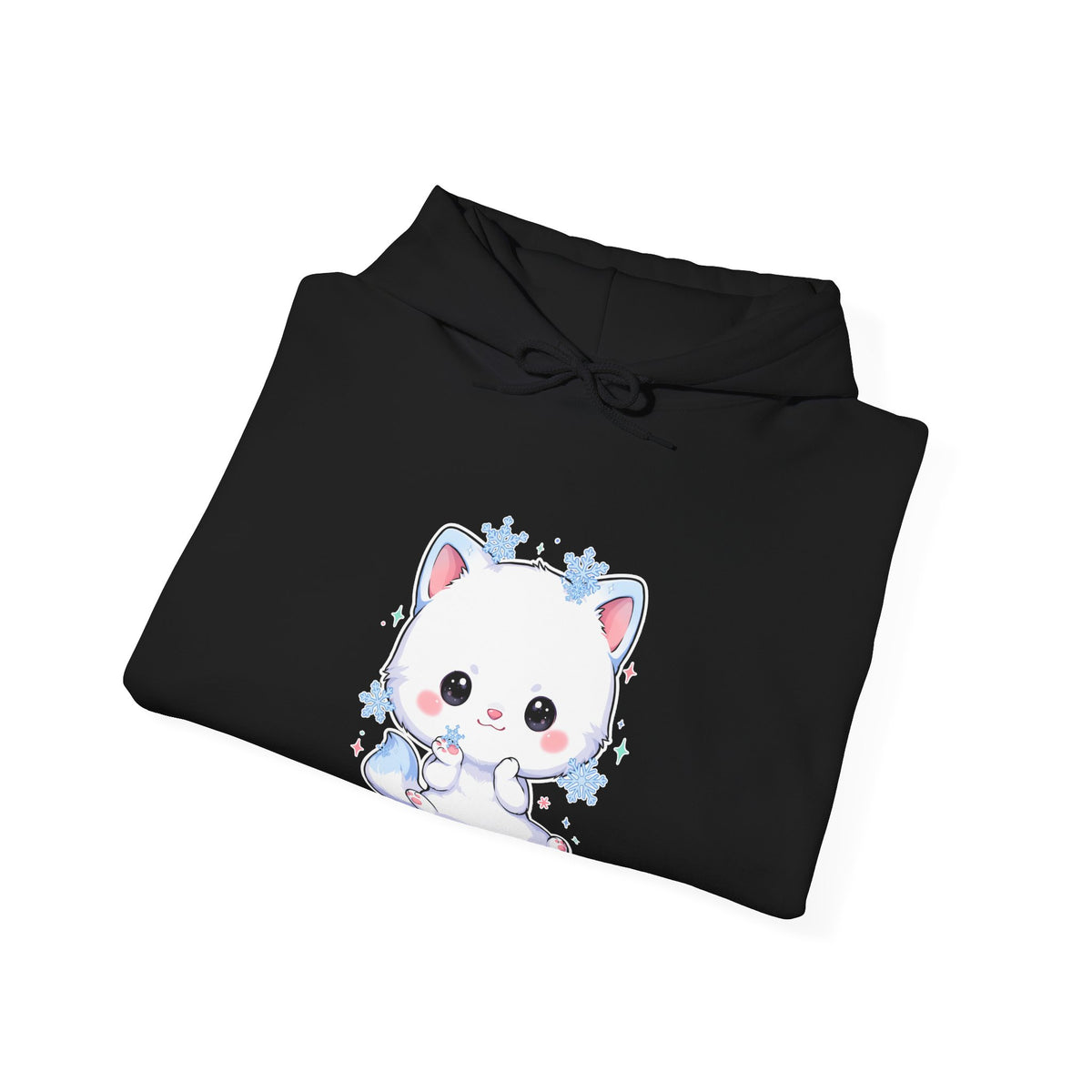 Kawaii Arctic Fox Hoodie, Cute Snowflake Fox Sweatshirt