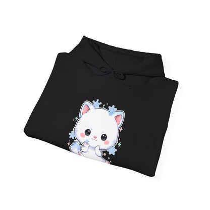 Kawaii Arctic Fox Hoodie, Cute Snowflake Fox Sweatshirt