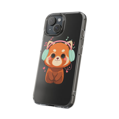 Red Panda Phone Case, Kawaii Music Lover Clear Case