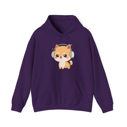 Kawaii Shiba Inu Hoodie for Cozy Music Lovers