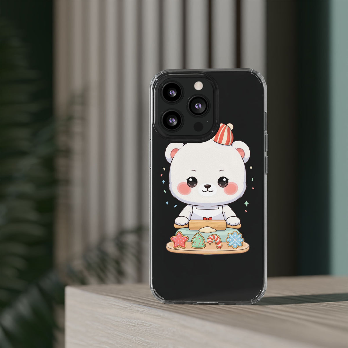 Christmas Bear Cookie Baking Clear Phone Case