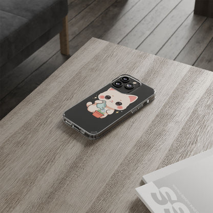 Kawaii Cat Phone Case, Cute Plant Lover Gift
