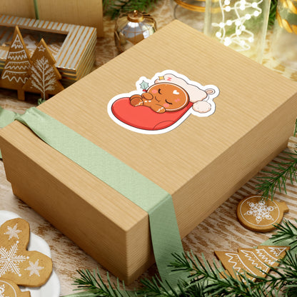 Sleeping Gingerbread Man Christmas Sticker