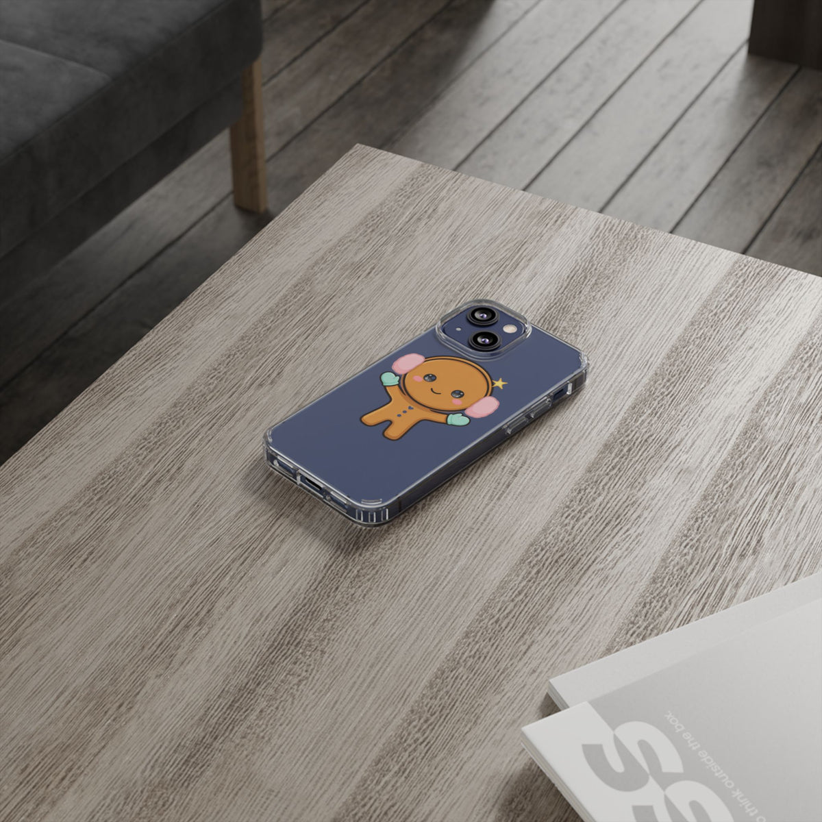 Kawaii Gingerbread Phone Case, Cute Winter Character
