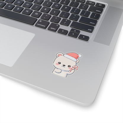 Christmas Polar Bear Sticker, Cute Kawaii Holiday Gift