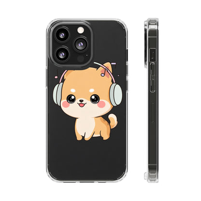 Kawaii Shiba Inu Phone Case – Music Lover Clear Case