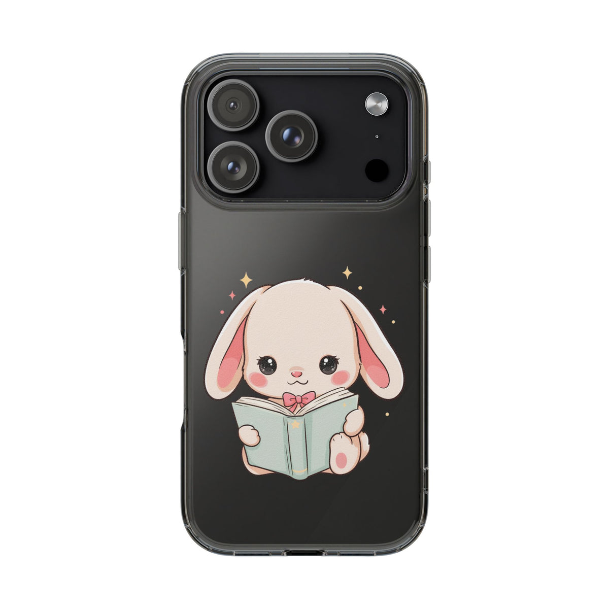 Kawaii Reading Bunny Clear Impact-Resistant Case