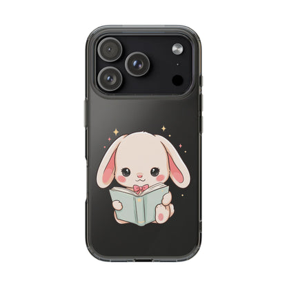 Kawaii Reading Bunny Clear Impact-Resistant Case