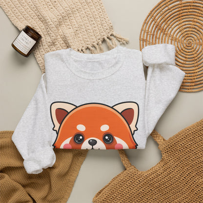 Kawaii Red Panda Sweatshirt, Cute Strawberry Hug Crewneck