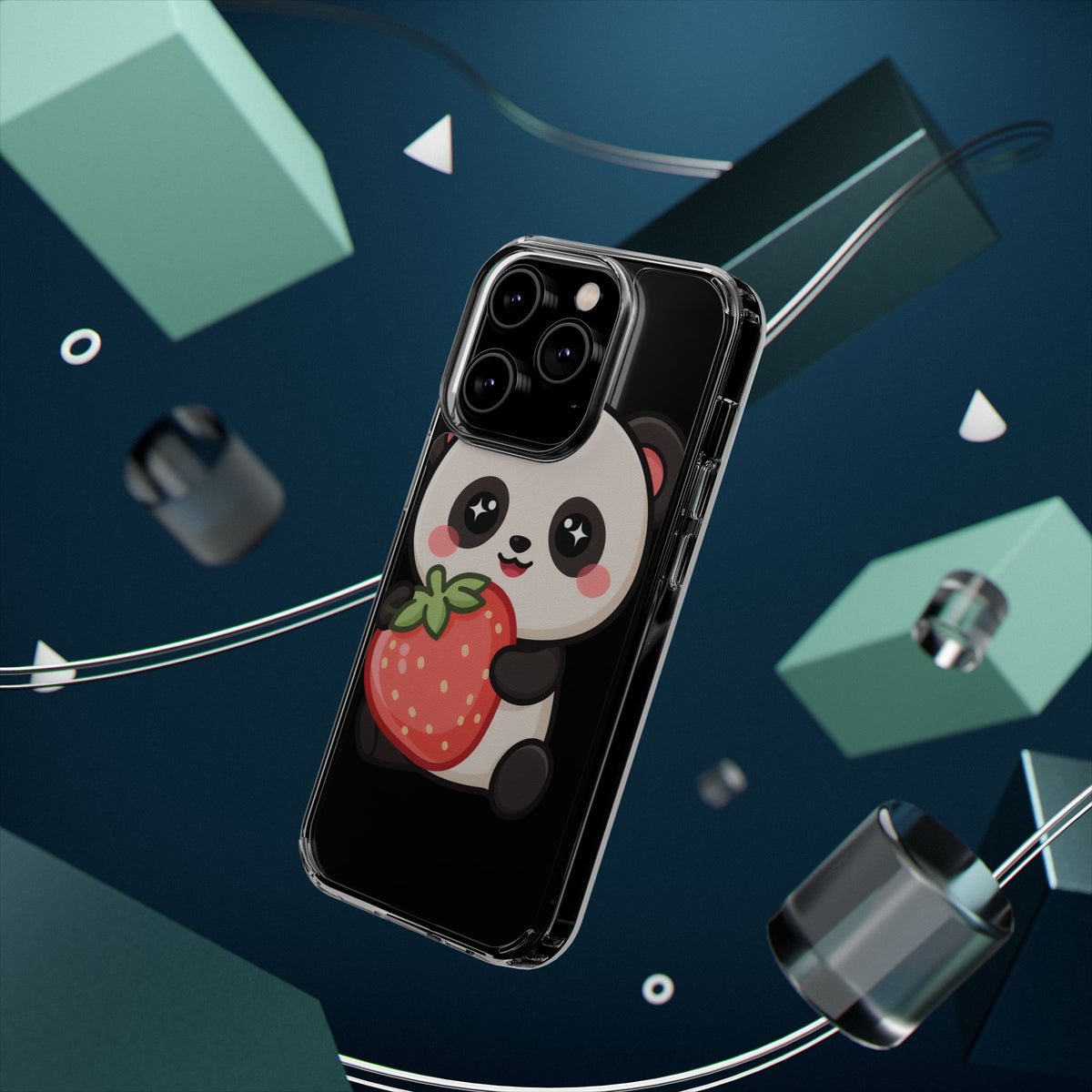 Kawaii Panda Phone Case, Sweet Strawberry Gift
