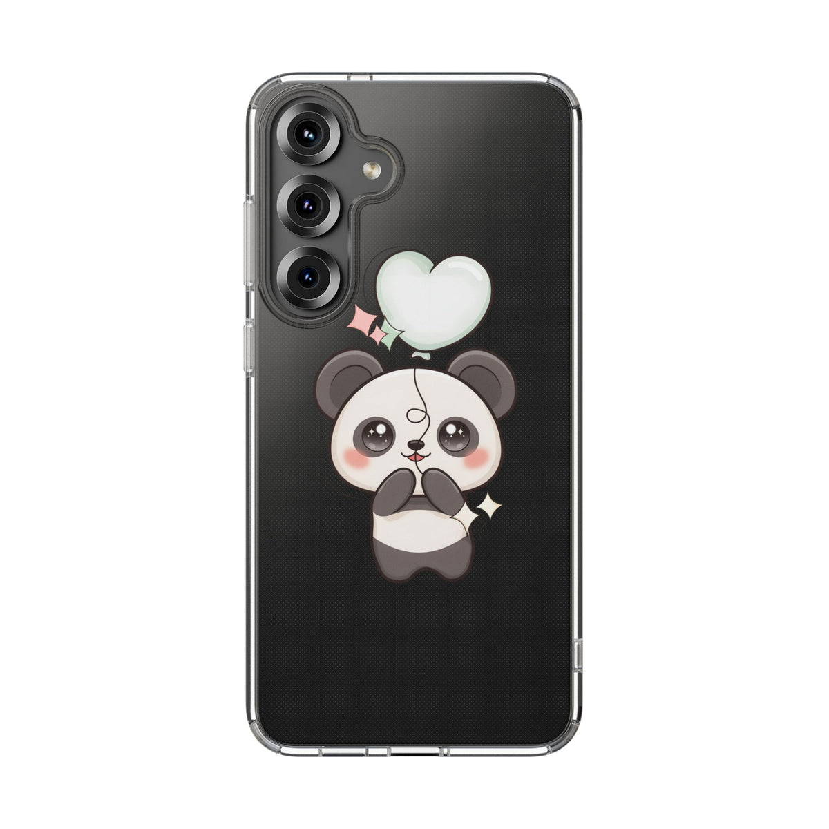 Kawaii Panda Clear Phone Case with Balloon