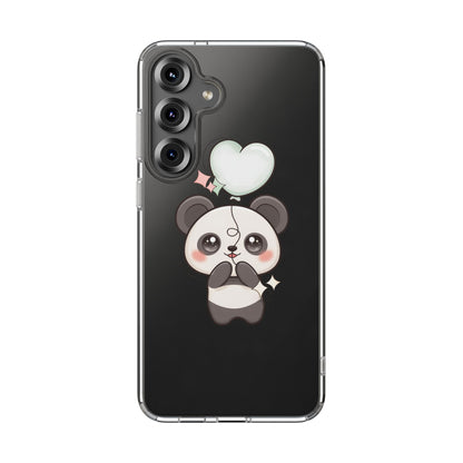 Kawaii Panda Clear Phone Case with Balloon