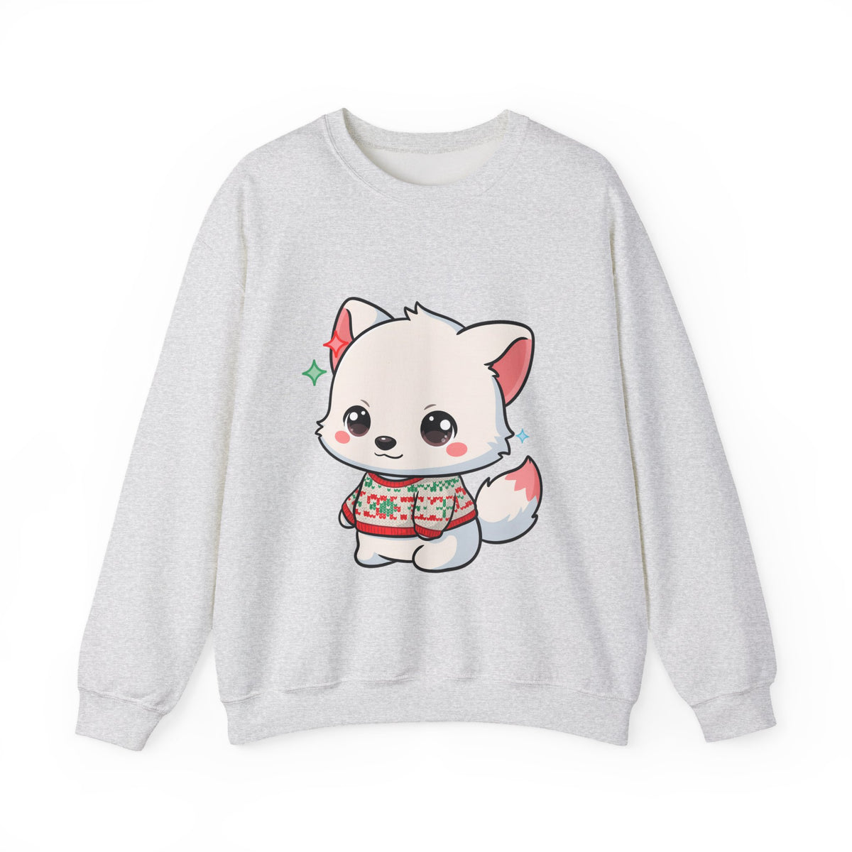 Kawaii Christmas Fox Sweatshirt, Cute Holiday Crewneck